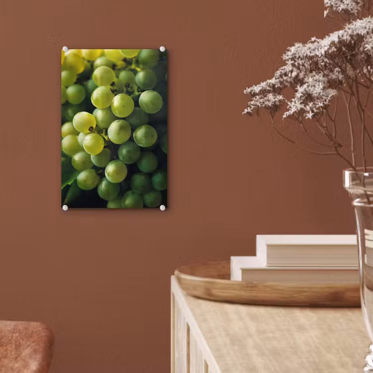 Glas schilderij - Druiven - Tros - Groen — 6