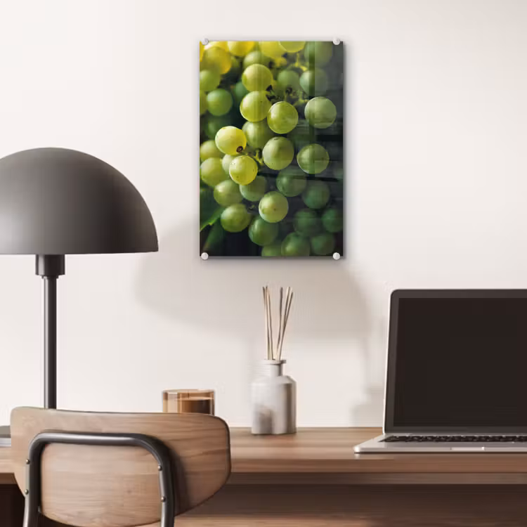 Glas schilderij - Druiven - Tros - Groen — 7