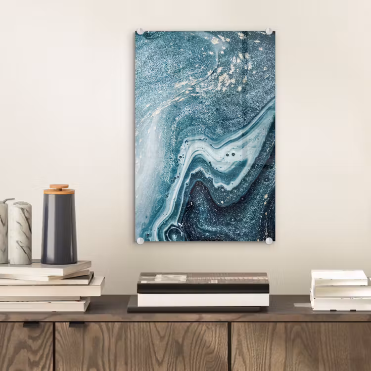 Glas schilderij - Edelstenen - Blauw - Natuur - Marmer - Abstract — 1
