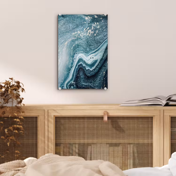 Glas schilderij - Edelstenen - Blauw - Natuur - Marmer - Abstract — 4