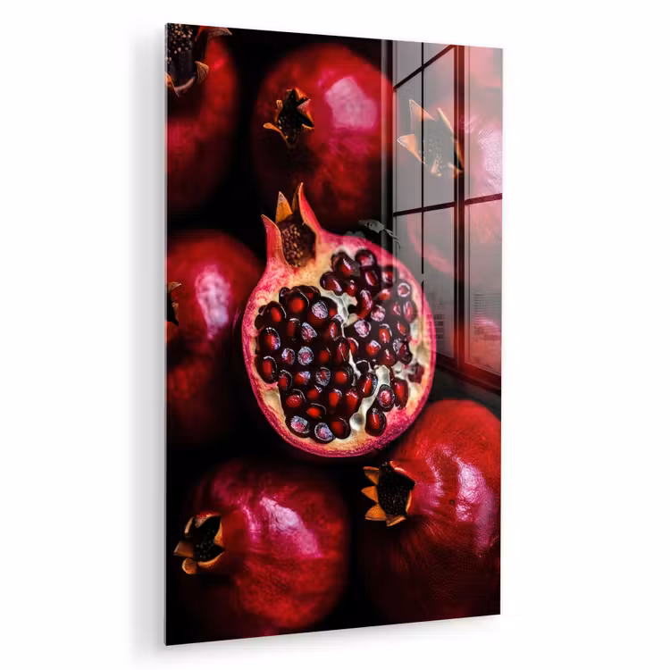 Glas schilderij - Granaatappel - Rood - Fruit — 1