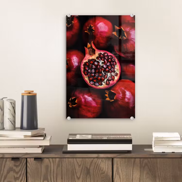Glas schilderij - Granaatappel - Rood - Fruit — 2