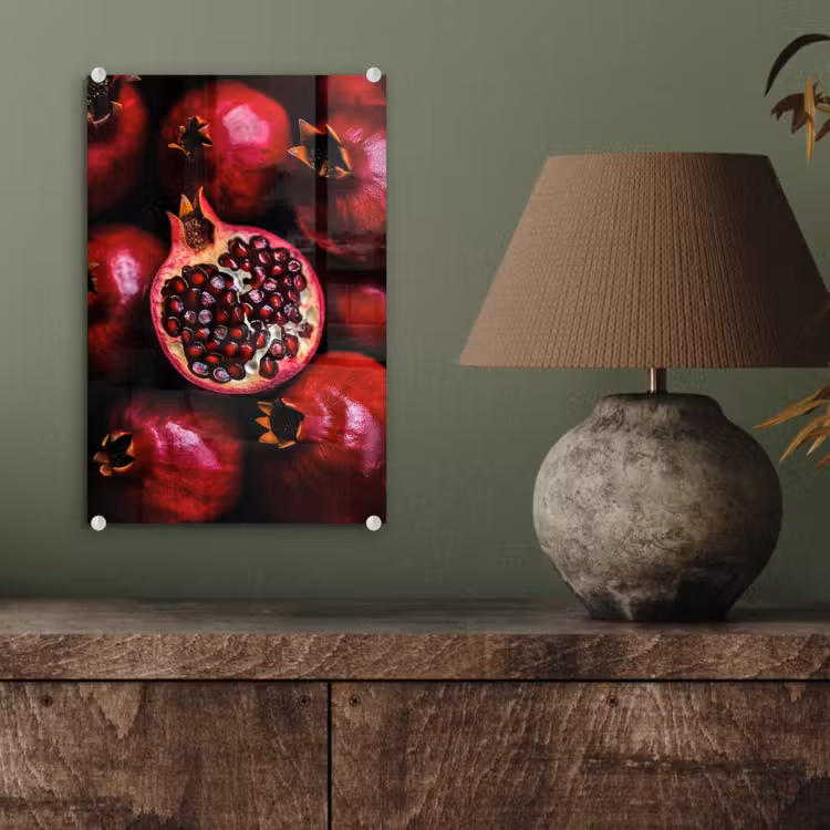 Glas schilderij - Granaatappel - Rood - Fruit — 4