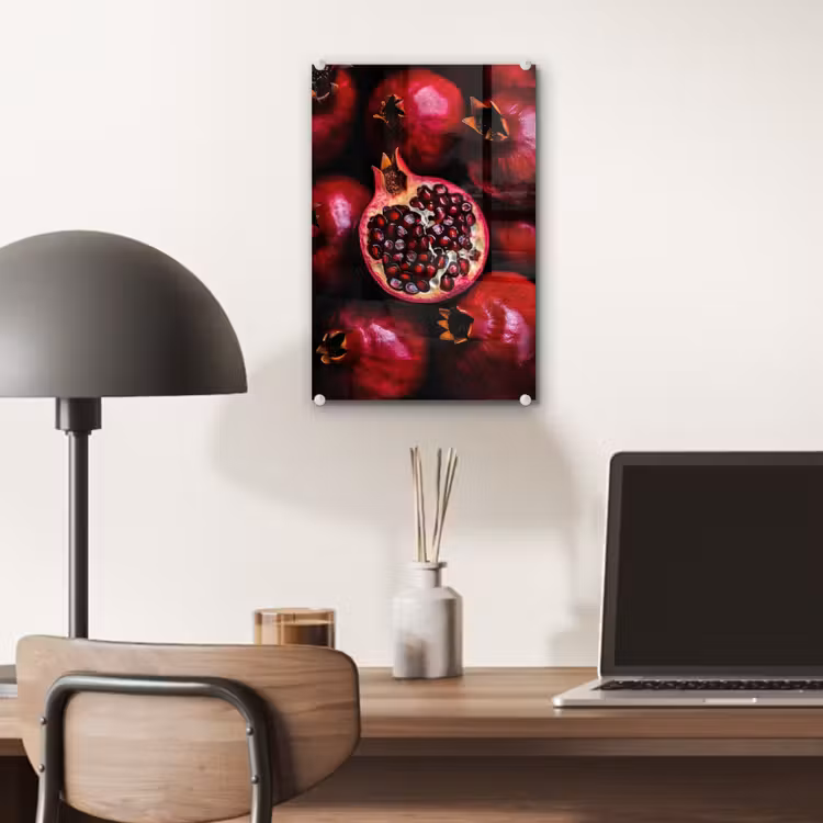 Glas schilderij - Granaatappel - Rood - Fruit — 7