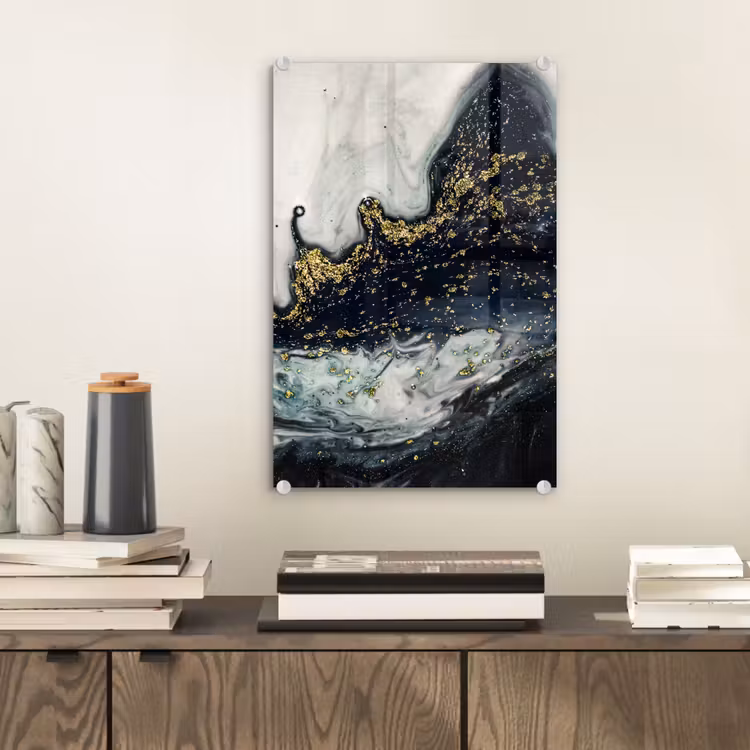Glas schilderij - Marmer - Abstract - Goud - Luxe — 1