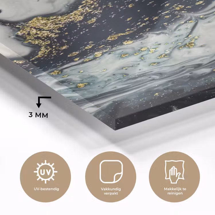 Glas schilderij - Marmer - Abstract - Goud - Luxe — 2