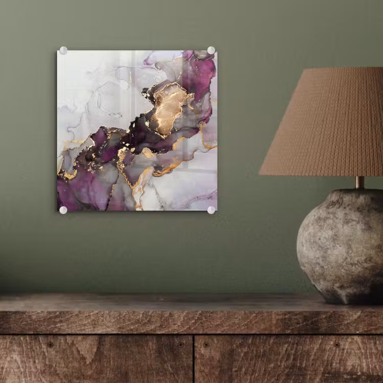 Glas schilderij - Marmer - Abstract - Goud - Paars — 3