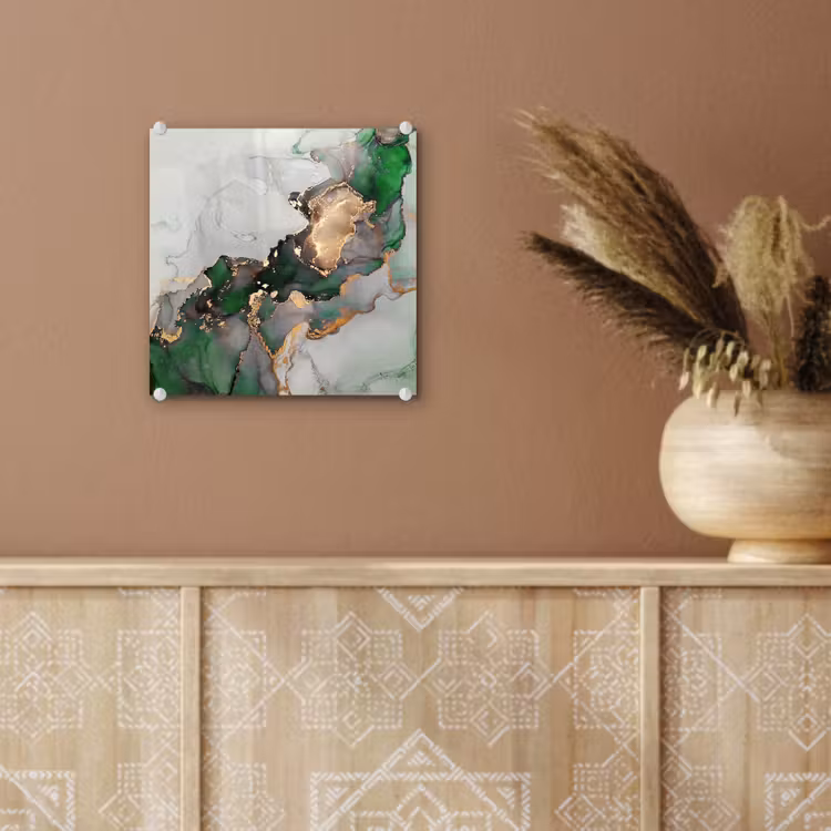 Glas schilderij - Marmer - Goud - Groen - Luxe — 5