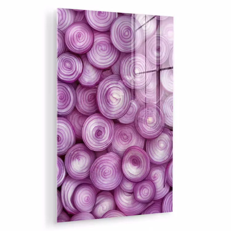 Glas schilderij - Paars - Uien - Close up — 1