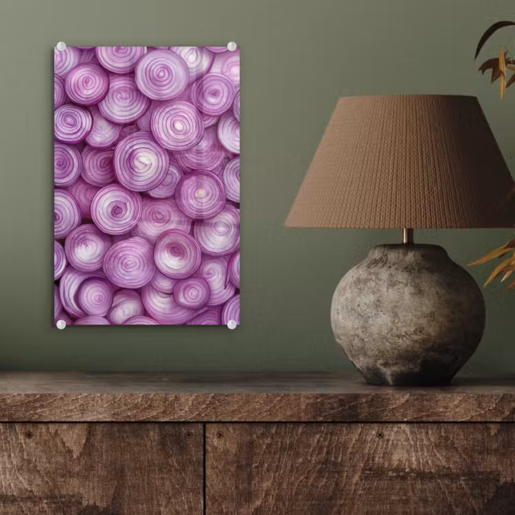 Glas schilderij - Paars - Uien - Close up — 4