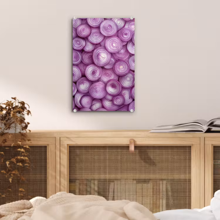 Glas schilderij - Paars - Uien - Close up — 5