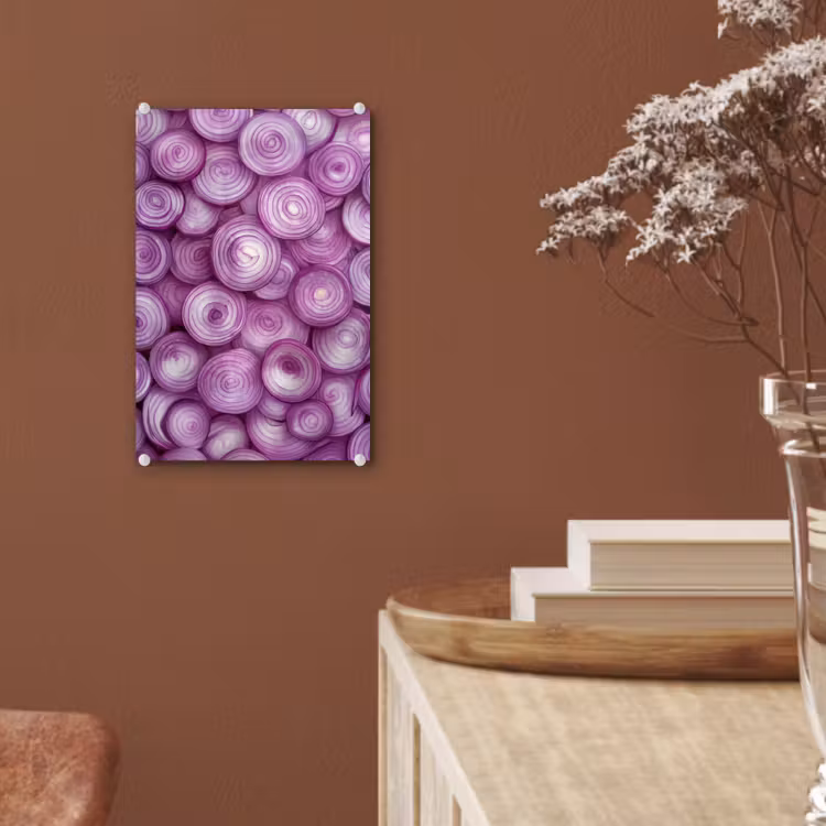 Glas schilderij - Paars - Uien - Close up — 6