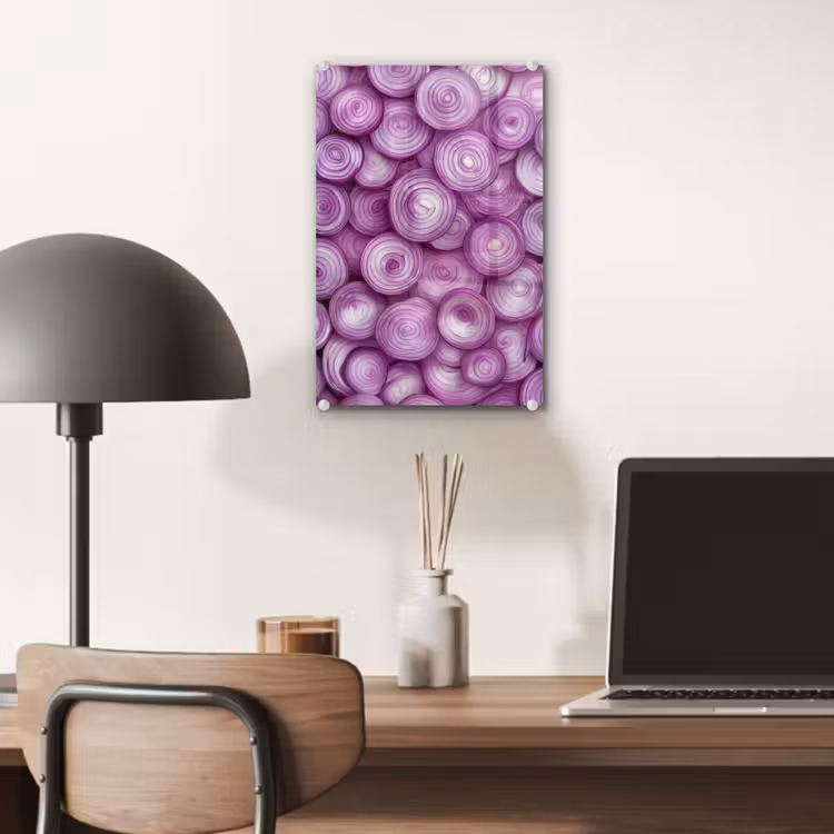Glas schilderij - Paars - Uien - Close up — 7