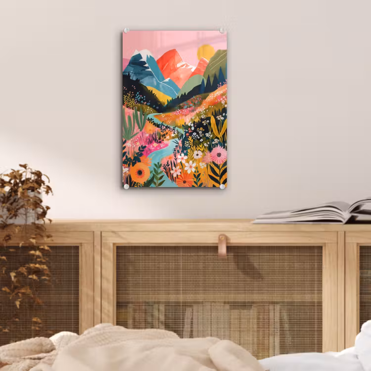 Glas schilderij - Rivier - Diepte - Bloemen — 5
