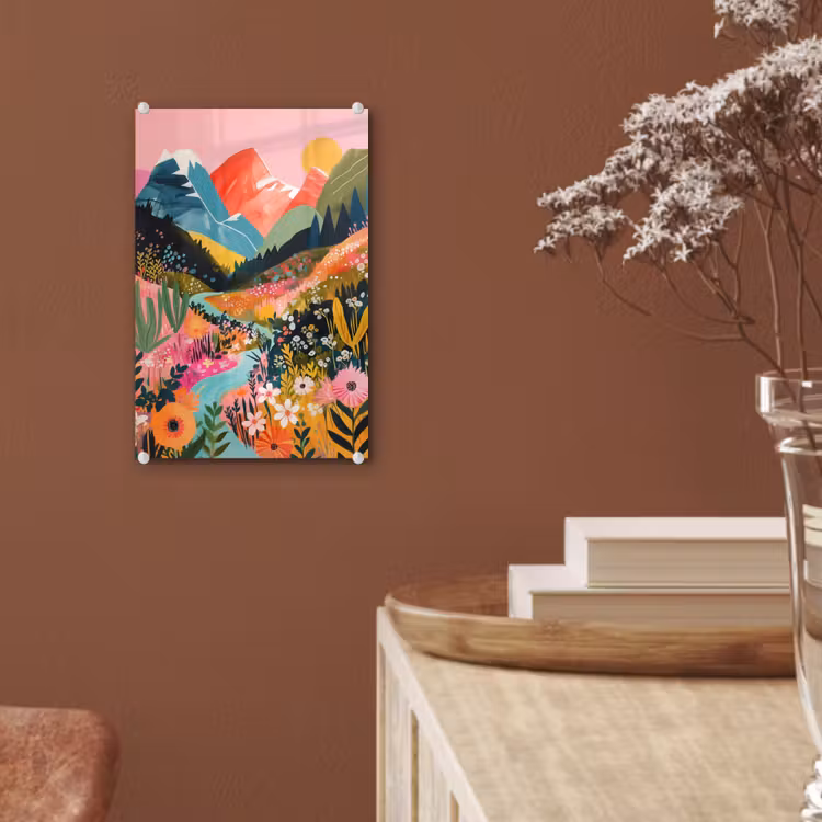 Glas schilderij - Rivier - Diepte - Bloemen — 6