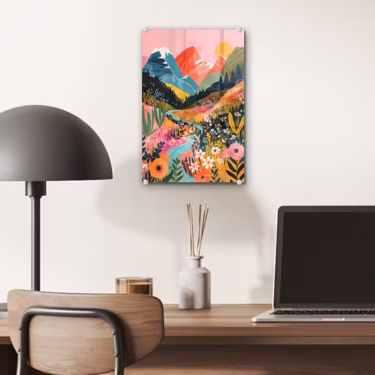 Glas schilderij - Rivier - Diepte - Bloemen — 7