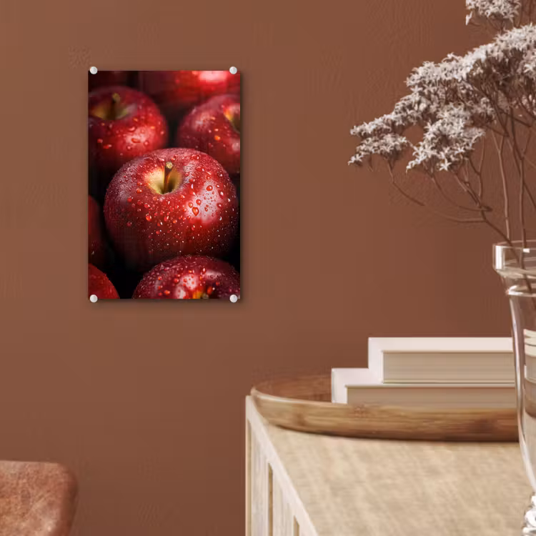 Glas schilderij - Rood - Appels - Fruit — 6