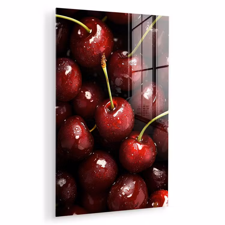 Glas schilderij - Rood - Fruit - Kersen — 1