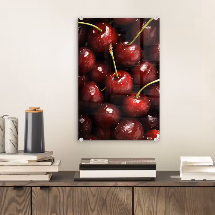 Glas schilderij - Rood - Fruit - Kersen — 2