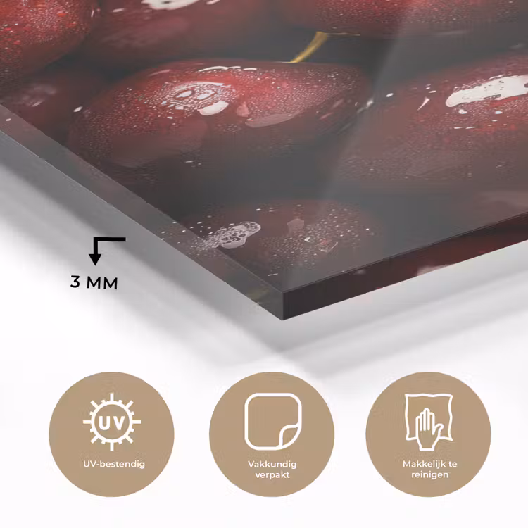 Glas schilderij - Rood - Fruit - Kersen — 3