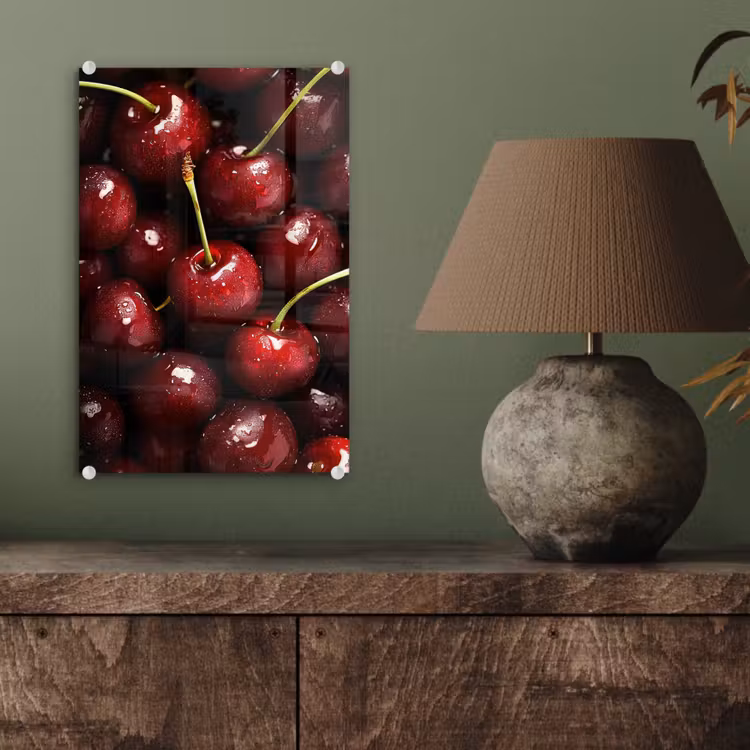 Glas schilderij - Rood - Fruit - Kersen — 4