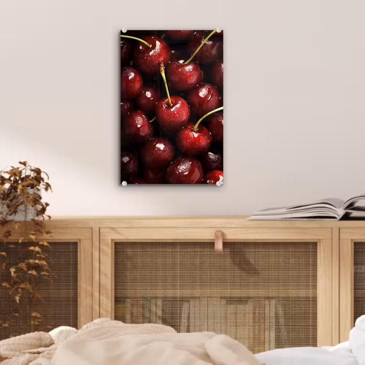 Glas schilderij - Rood - Fruit - Kersen — 5