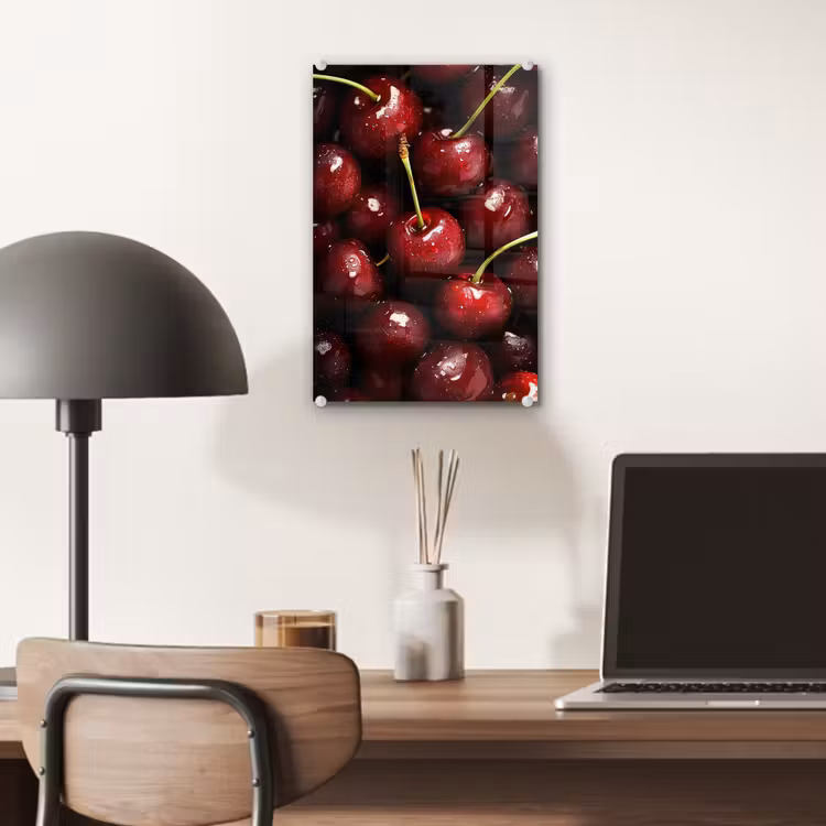 Glas schilderij - Rood - Fruit - Kersen — 7