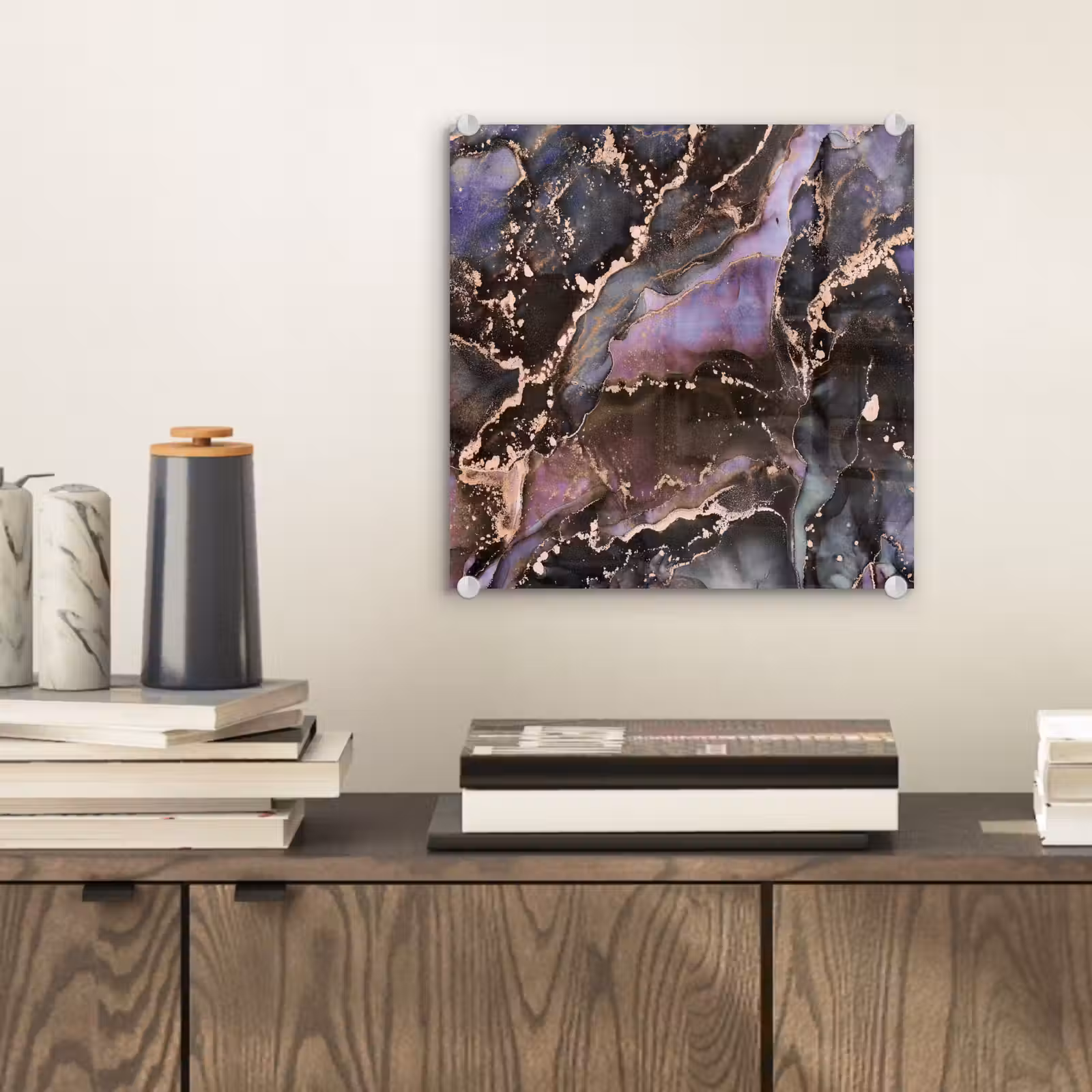Glas schilderij - Marmer - Goud - Roze — 1