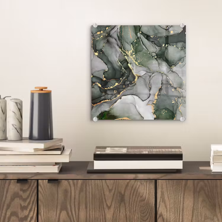 Glas schilderij - Luxe - Marmer - Groen — 1