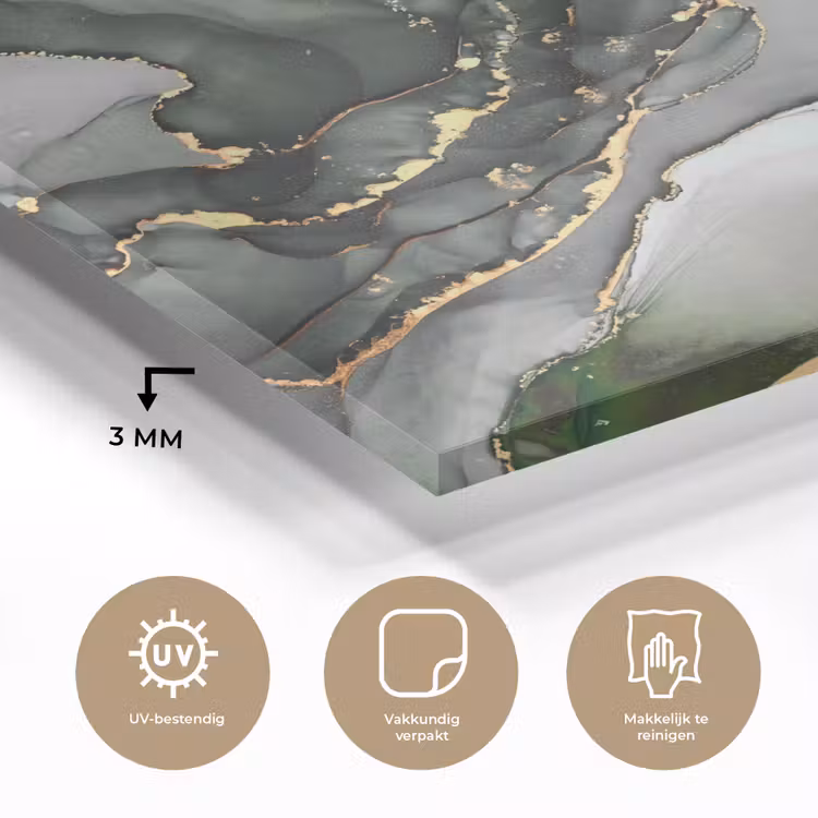 Glas schilderij - Luxe - Marmer - Groen — 2