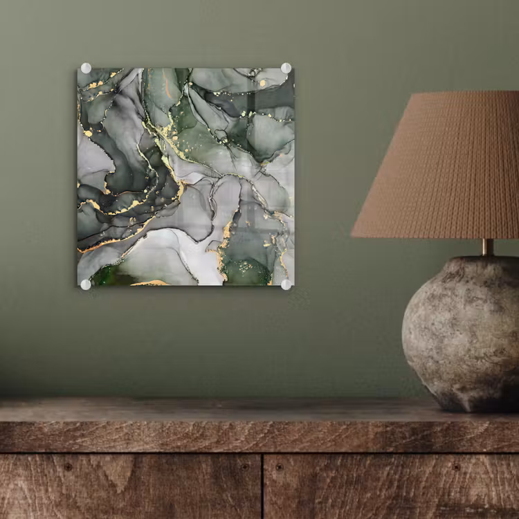 Glas schilderij - Luxe - Marmer - Groen — 3