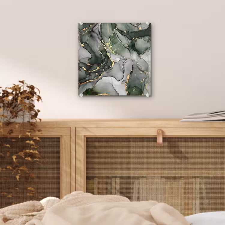 Glas schilderij - Luxe - Marmer - Groen — 4