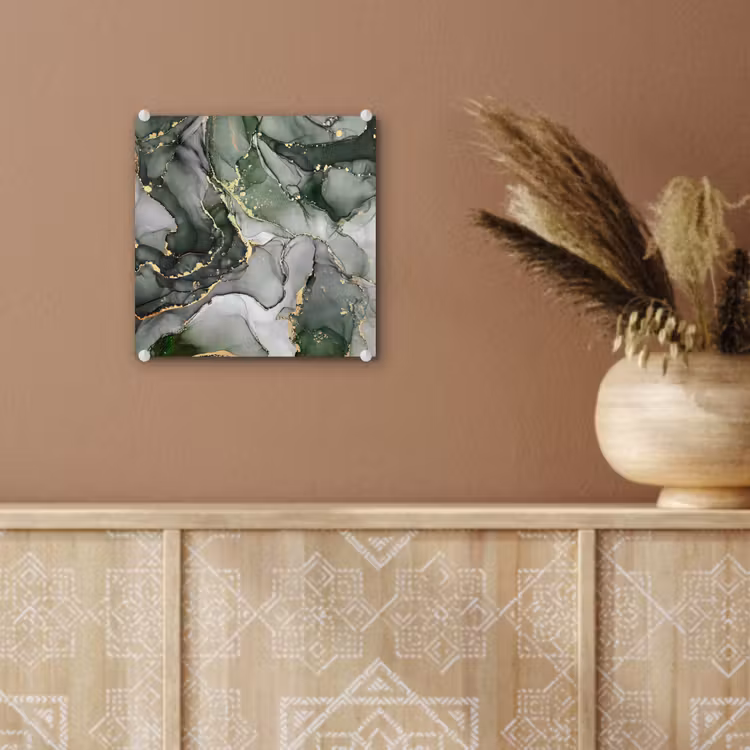 Glas schilderij - Luxe - Marmer - Groen — 5