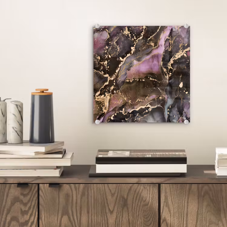 Glas schilderij - Marmer - Gold - Steen - Abstract — 1
