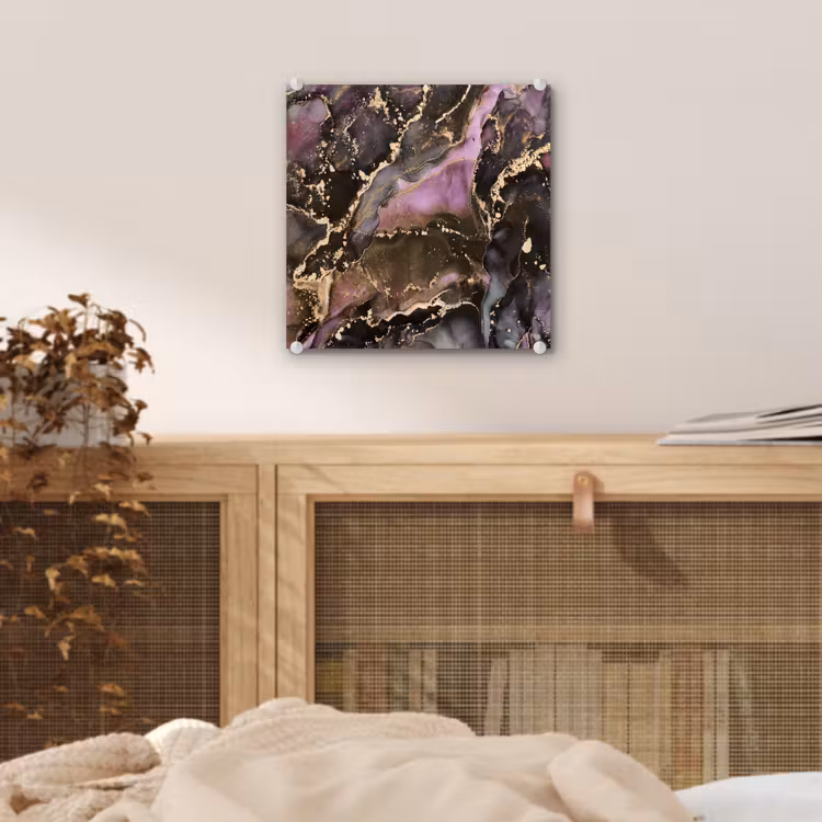 Glas schilderij - Marmer - Gold - Steen - Abstract — 4