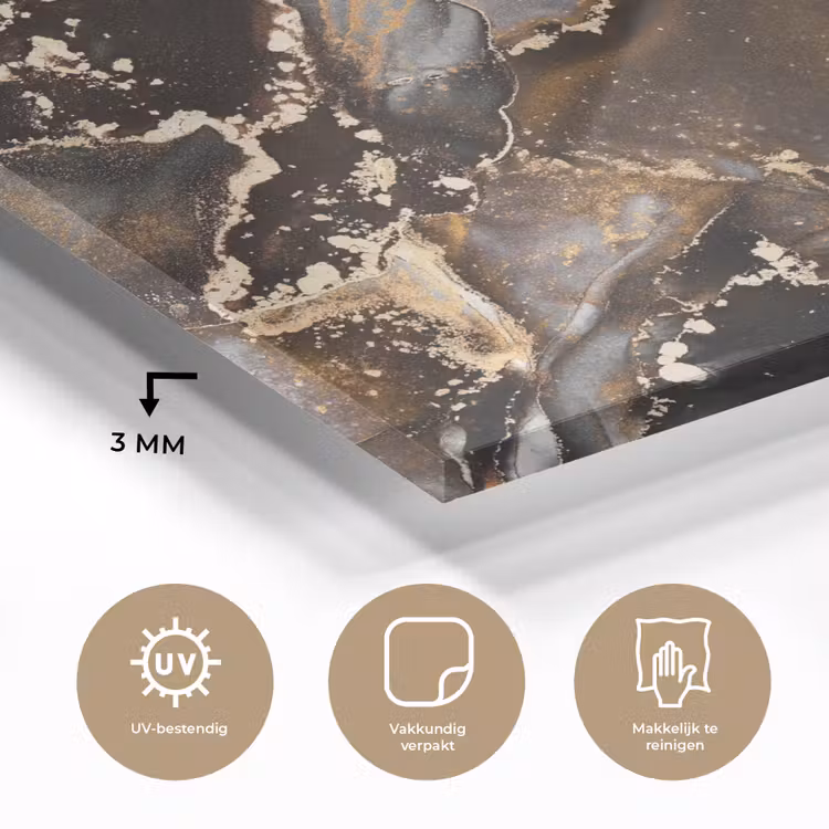 Glas schilderij - Marmer - Goud - Glitter - Luxe — 2