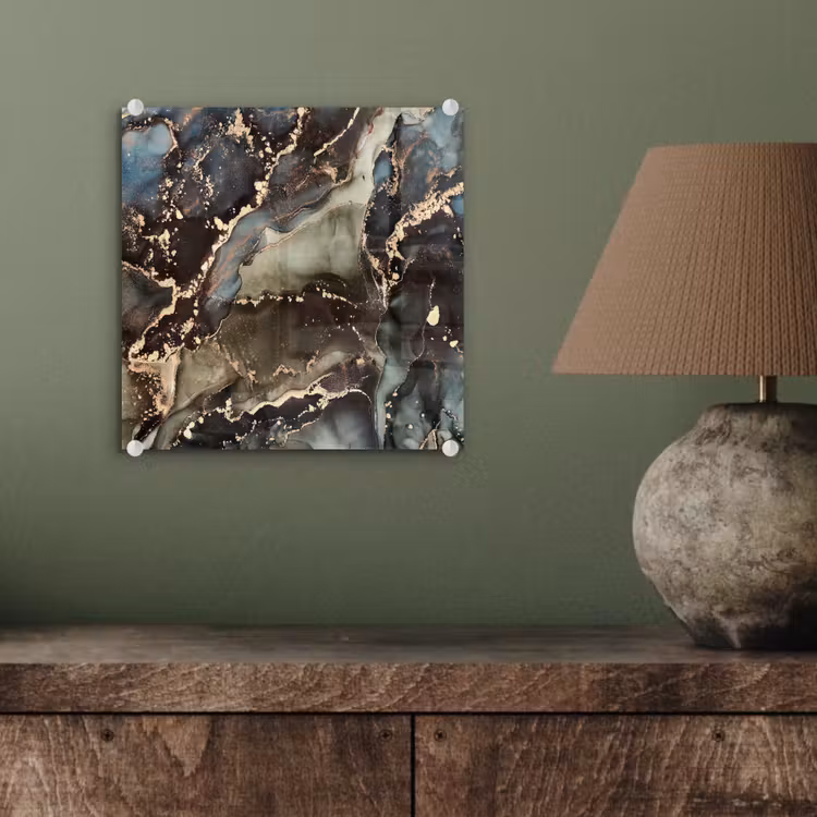 Glas schilderij - Marmer - Goud - Groen — 3
