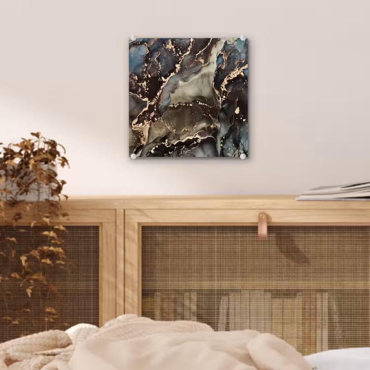 Glas schilderij - Marmer - Goud - Groen — 4