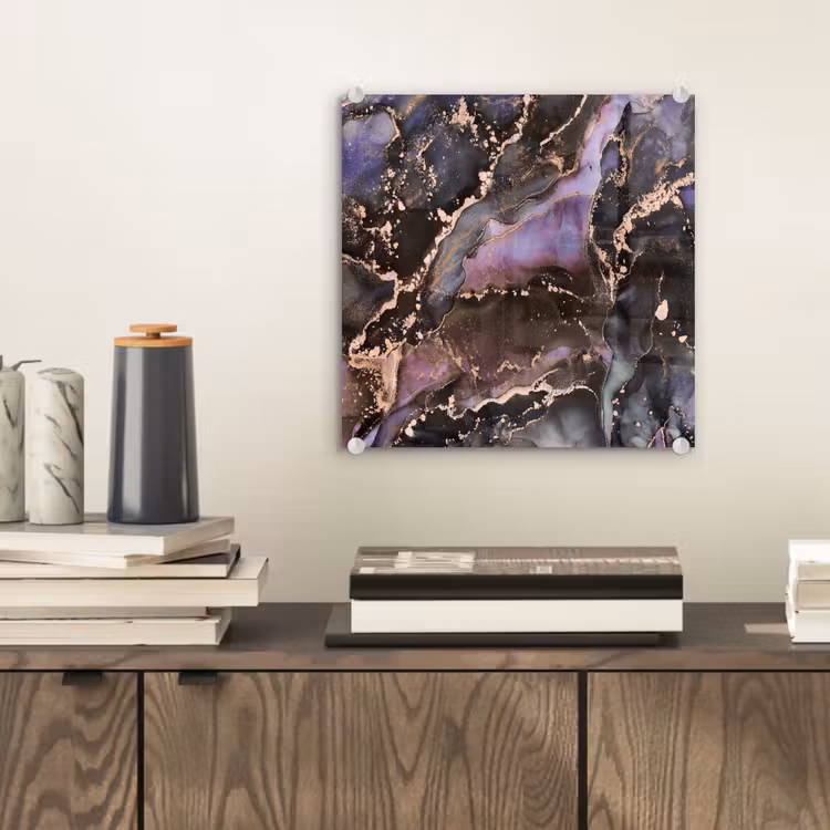 Glas schilderij - Marmer - Goud - Roze — 1