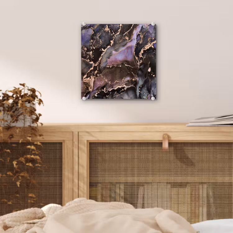 Glas schilderij - Marmer - Goud - Roze — 4