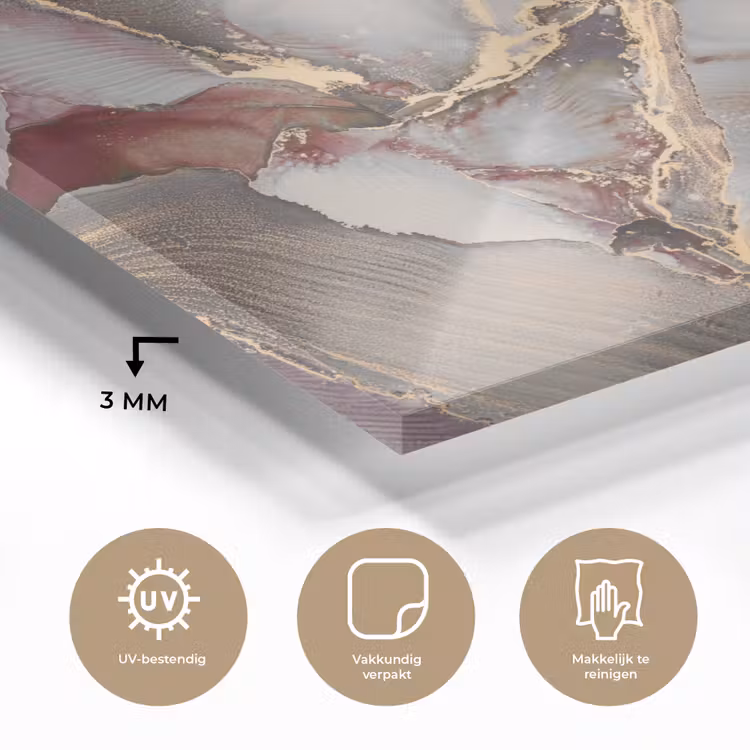 Glas schilderij - Goud - Marmer - Paars — 2