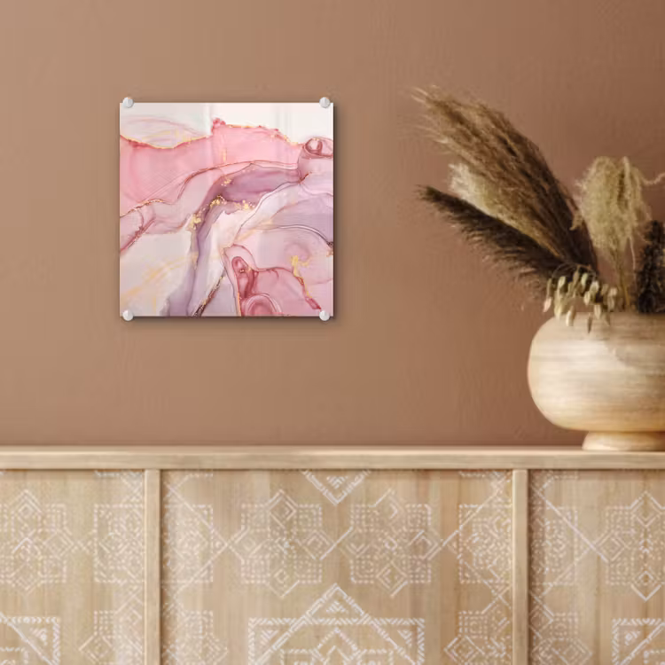 Glas schilderij - Goud - Marmer - Roze — 5