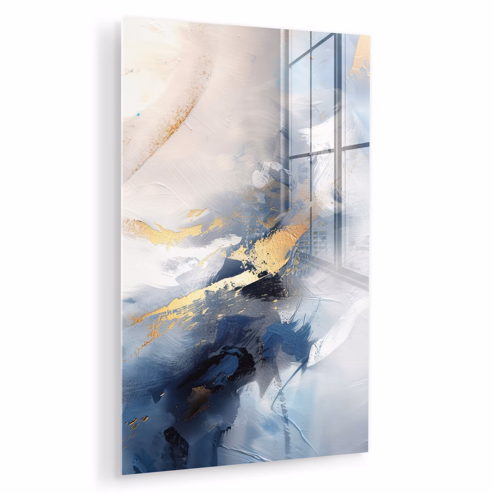 Glas schilderij - Blauw - Modern - Marmer - Abstract - Goud — 1