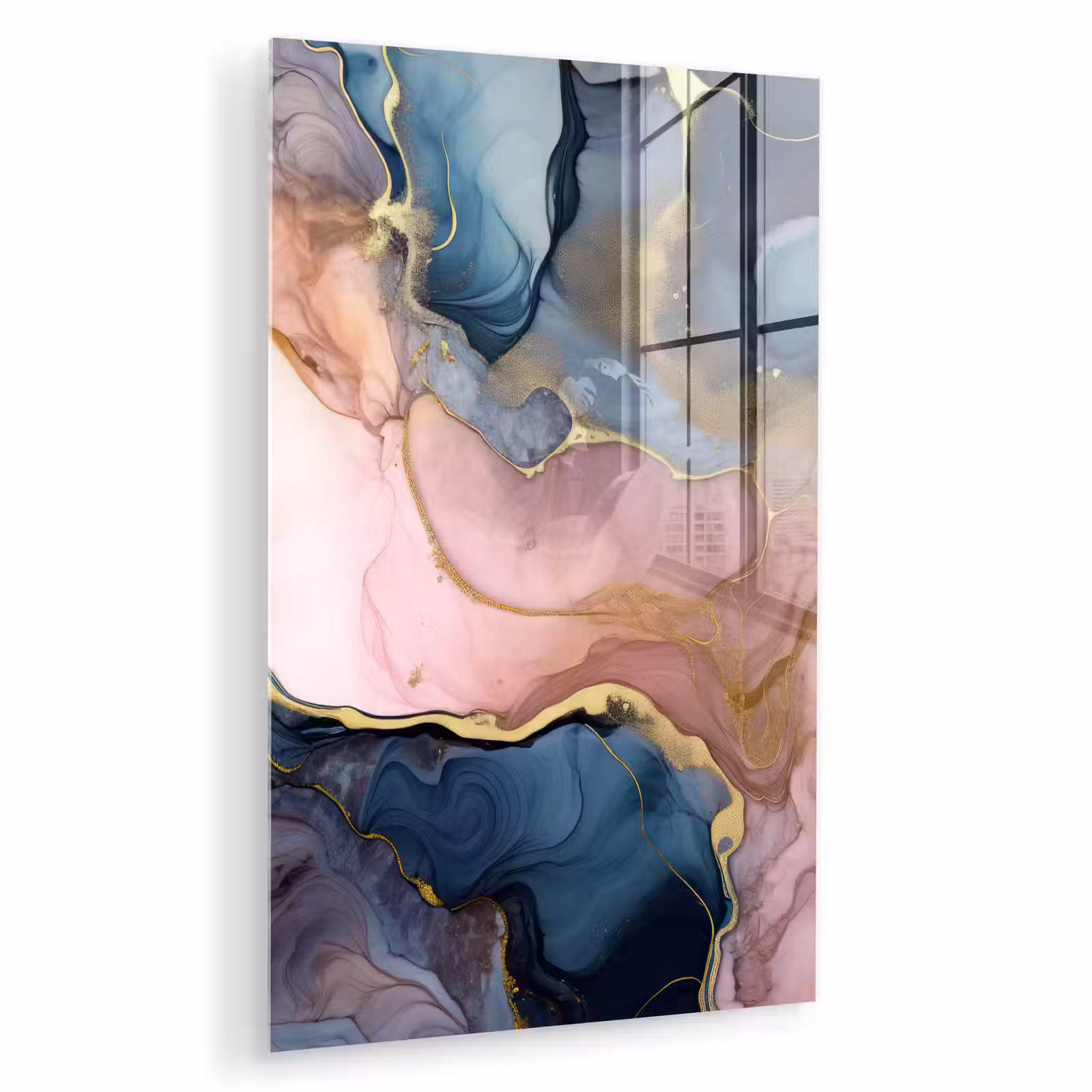 Glas schilderij - Marmer - Roze - Blauw — 1