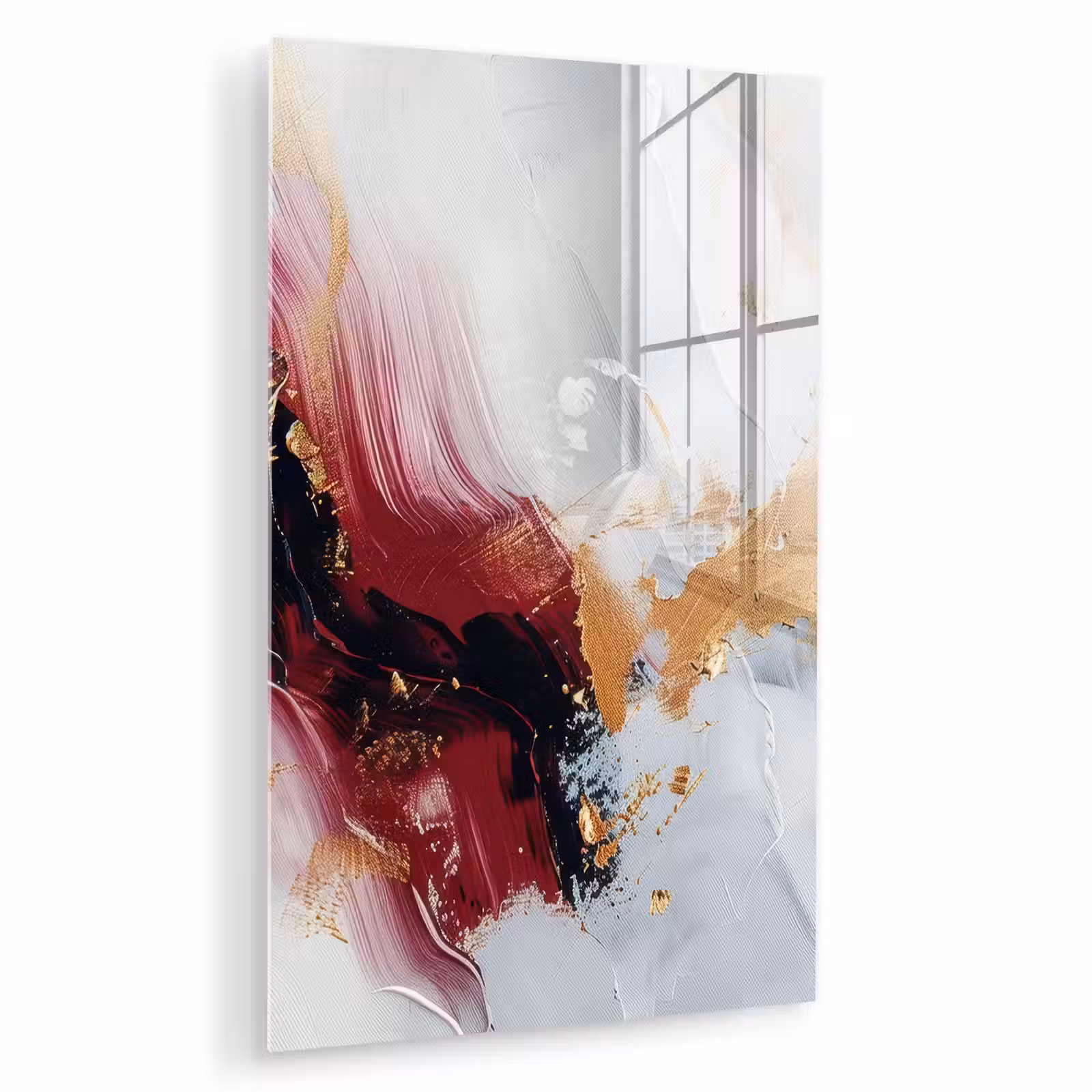 Glas schilderij - Rood - Abstract - Goud - Modern — 1