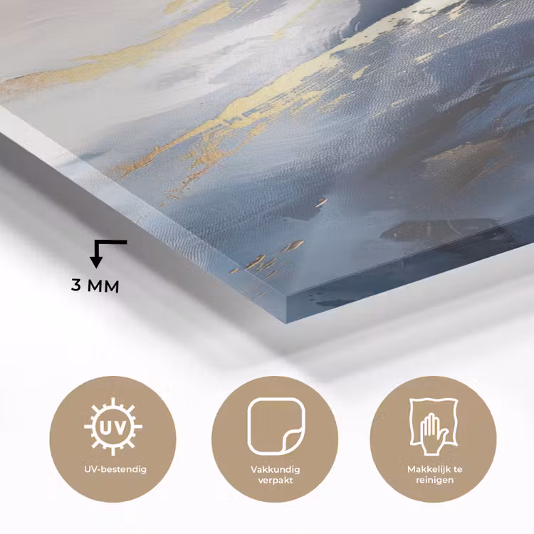 Glas schilderij - Blauw - Modern - Marmer - Abstract - Goud — 3