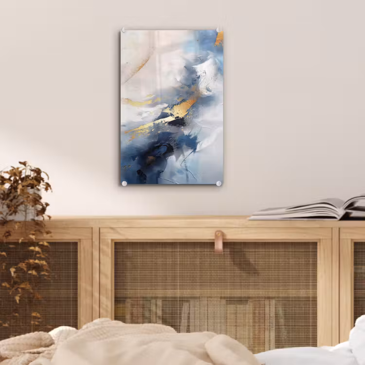 Glas schilderij - Blauw - Modern - Marmer - Abstract - Goud — 5
