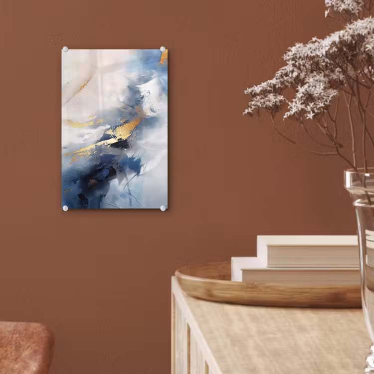 Glas schilderij - Blauw - Modern - Marmer - Abstract - Goud — 6