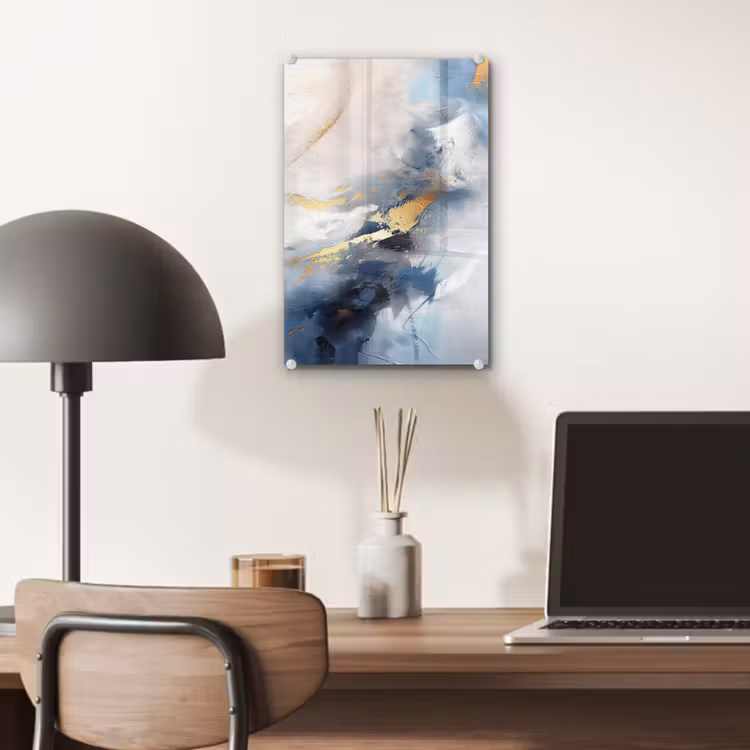Glas schilderij - Blauw - Modern - Marmer - Abstract - Goud — 7