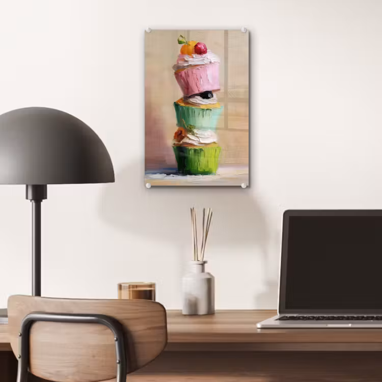 Glas schilderij - Cupcakes - Gestapeld - Kleurrijk - Fruit — 7